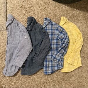 Lot Of 4 Janie And Jack Long Sleeve Button Up Long Sleeve Dress Shirts Size 4